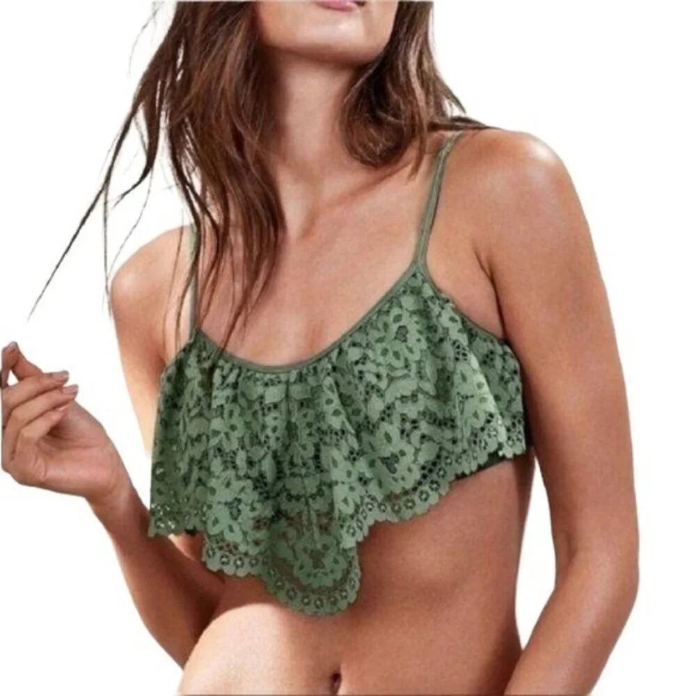 Victoria’s Secret Olive Lace Bralette Flouncy XSmall